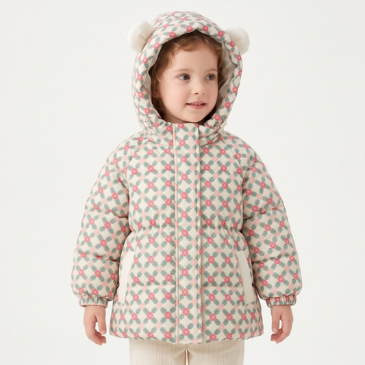 Lilo Quilted Winter Coat - Pink Cross Floral
