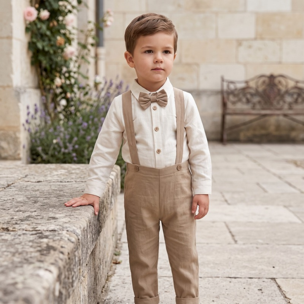 Lilo Bow Tie Shirt and Trouser Set - Khaki