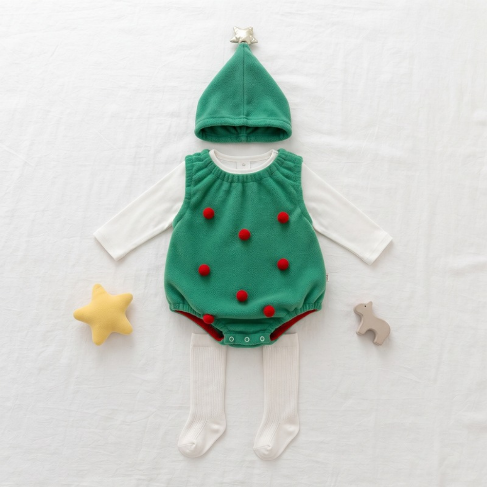 Lilo Jingle Baby Christmas Romper - Green Tree