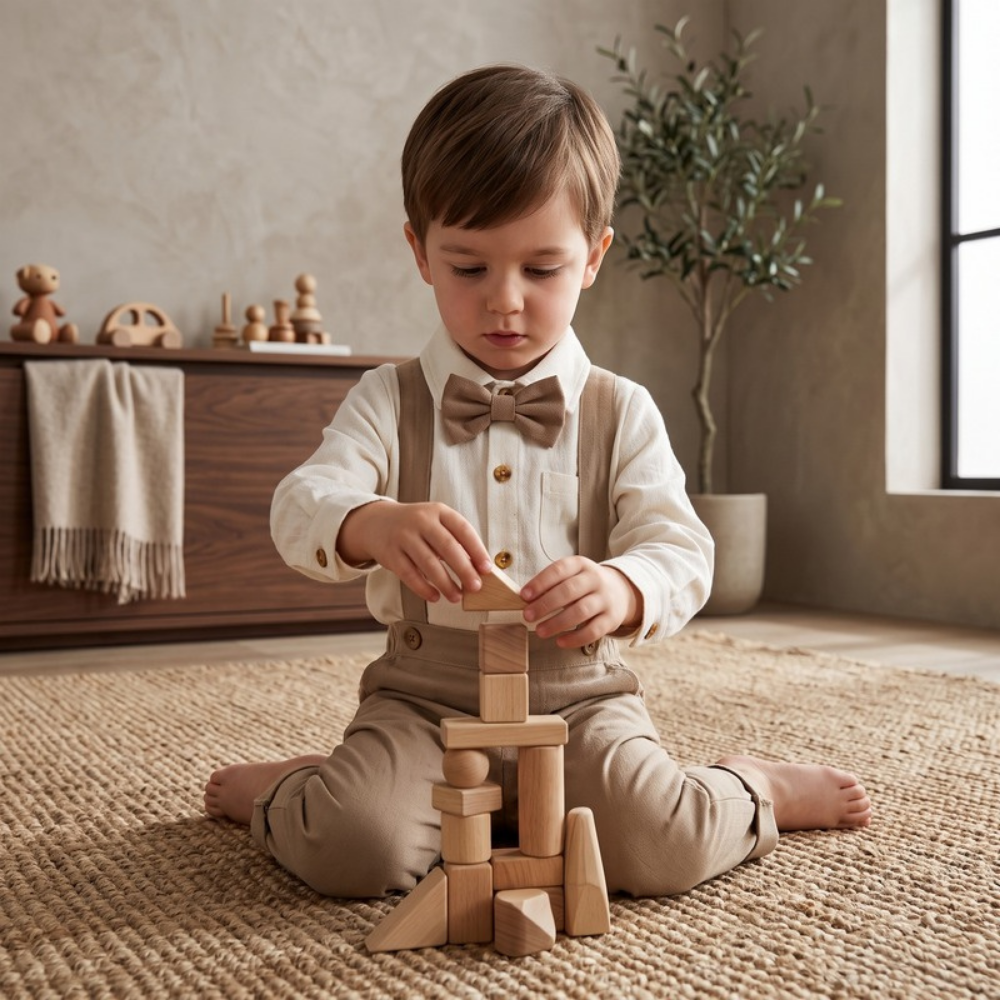 Lilo Bow Tie Shirt and Trouser Set - Khaki