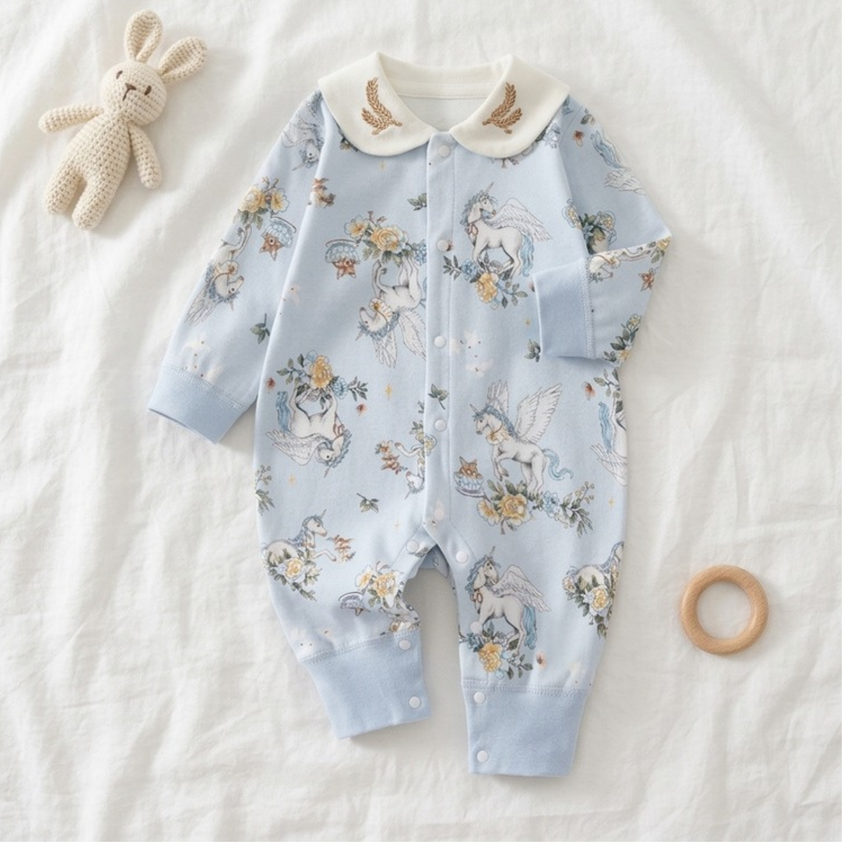 Lilo Cotton Kimono Romper - Blue Pegasus