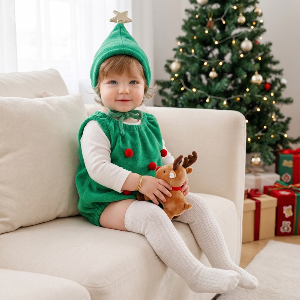 Lilo Jingle Baby Christmas Romper - Green Tree