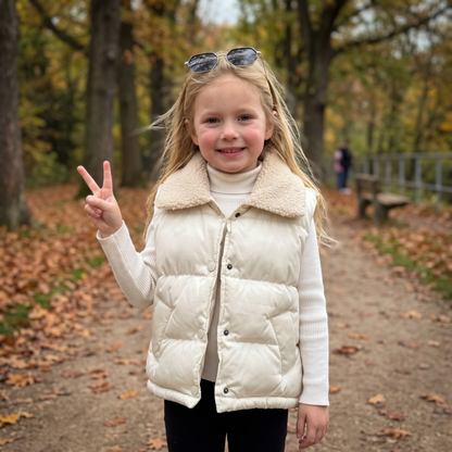 Lilo Lambswool Fleece Vest - Cream