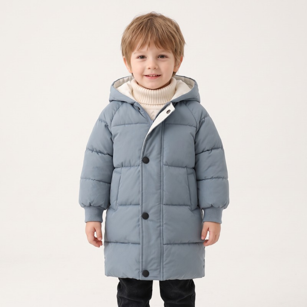 Lilo Kids Longline Padded Coat - Dusty Blue