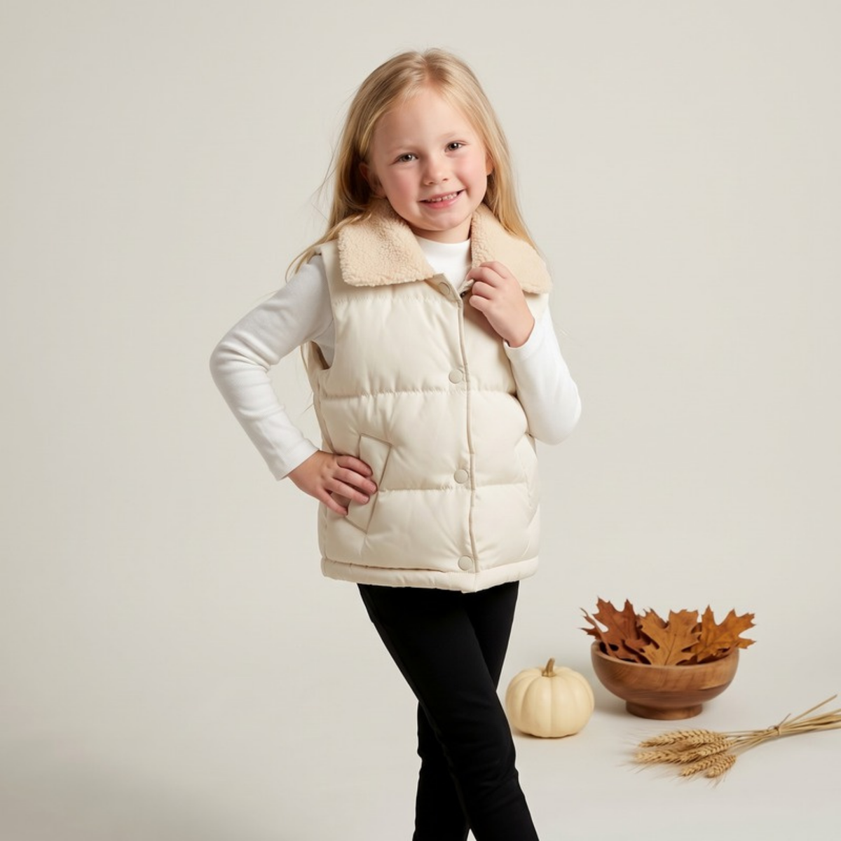 Lilo Lambswool Fleece Vest - Cream