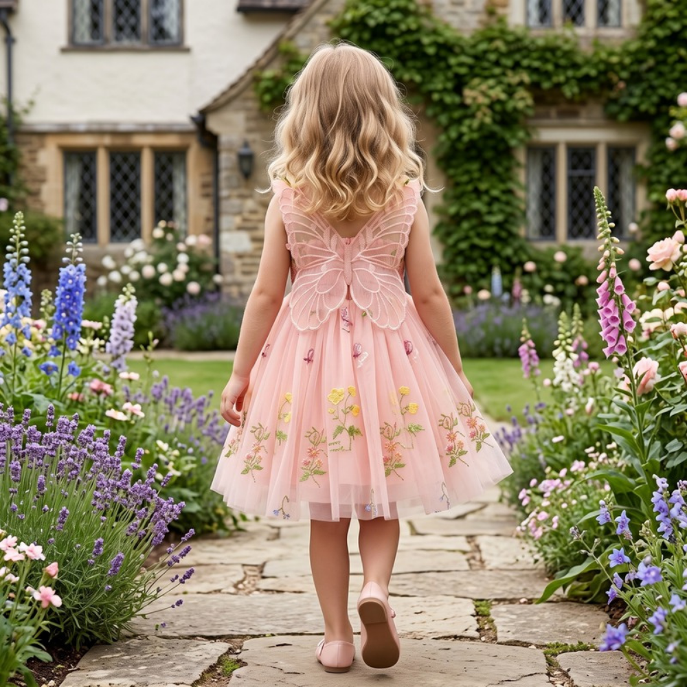 Lilo Embroidered Mesh Party Dress - Light Pink