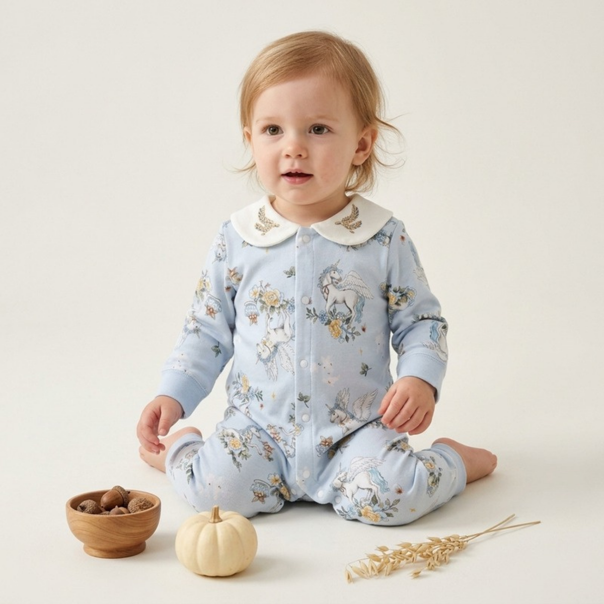 Lilo Cotton Kimono Romper - Blue Pegasus