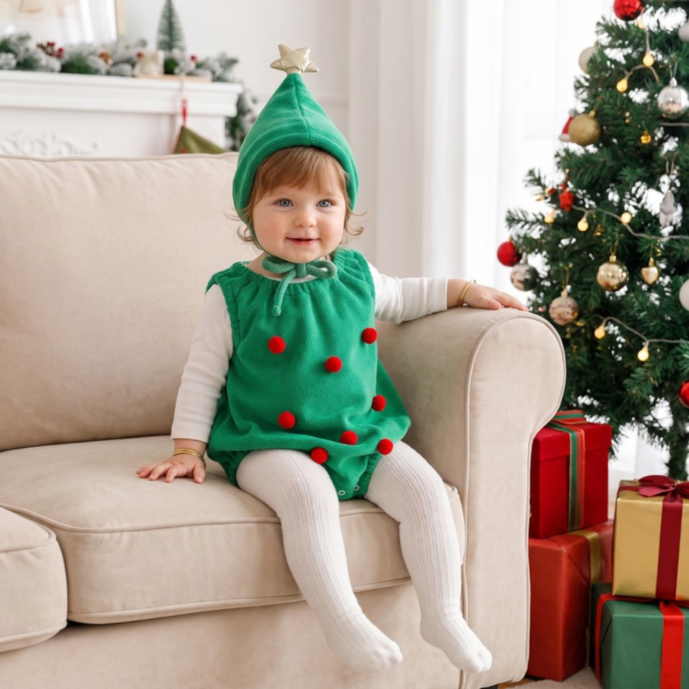 Lilo Jingle Baby Christmas Romper - Green Tree