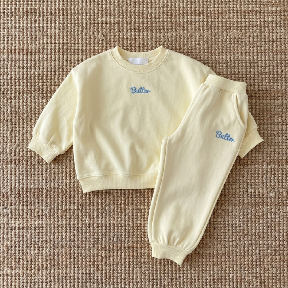 Lilo Letter Print Sweatshirt and Joggers Set - Yellow
