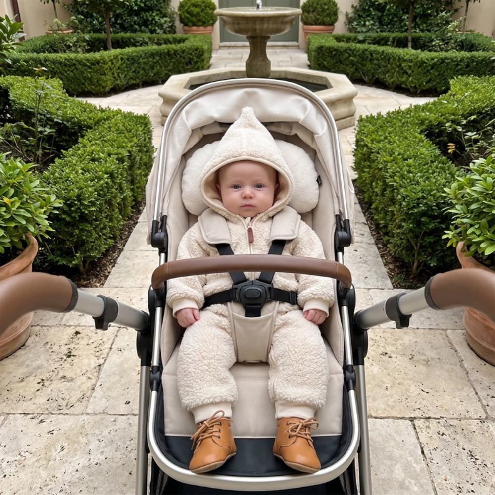 Lilo Sherpa Fleece Hooded Romper - Oatmeal