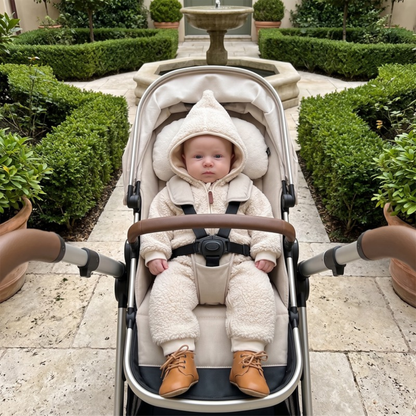 Lilo Sherpa Fleece Hooded Romper - Oatmeal