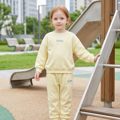 Lilo Letter Print Sweatshirt and Joggers Set - Yellow