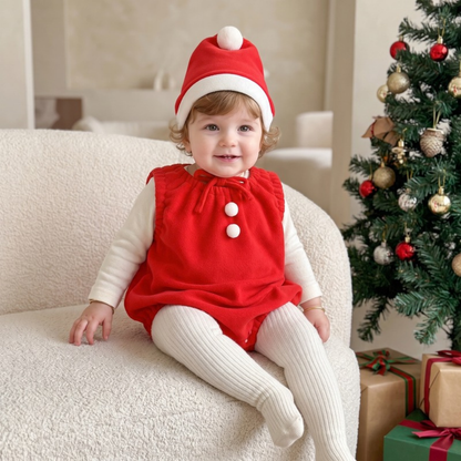 Lilo Jingle Baby Christmas Romper - Red Santa