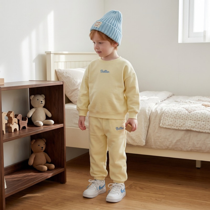 Lilo Letter Print Sweatshirt and Joggers Set - Yellow