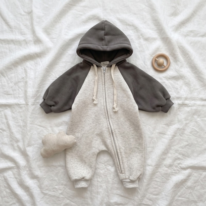 Lilo Hooded Knit Romper - Charcoal