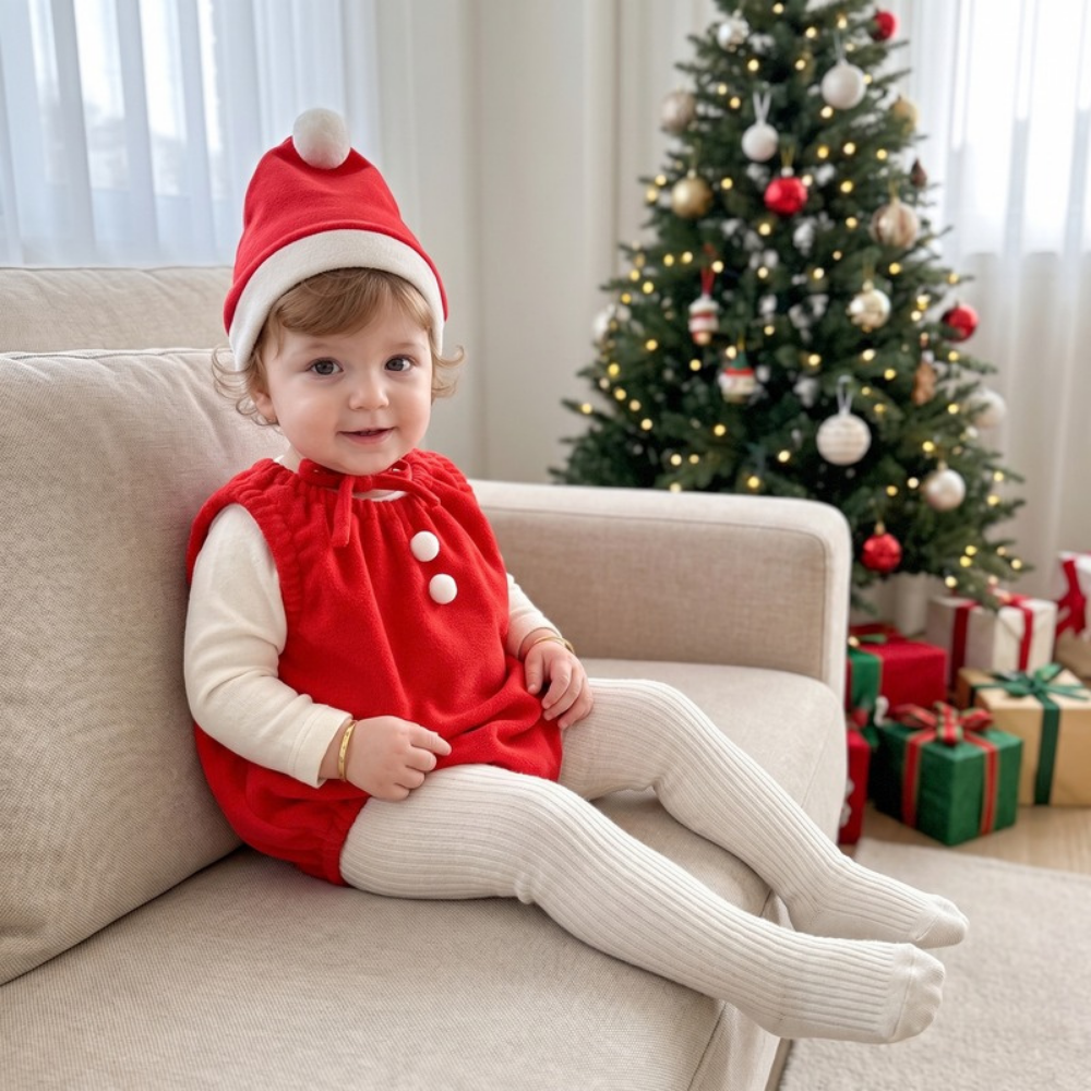 Lilo Jingle Baby Christmas Romper - Red Santa