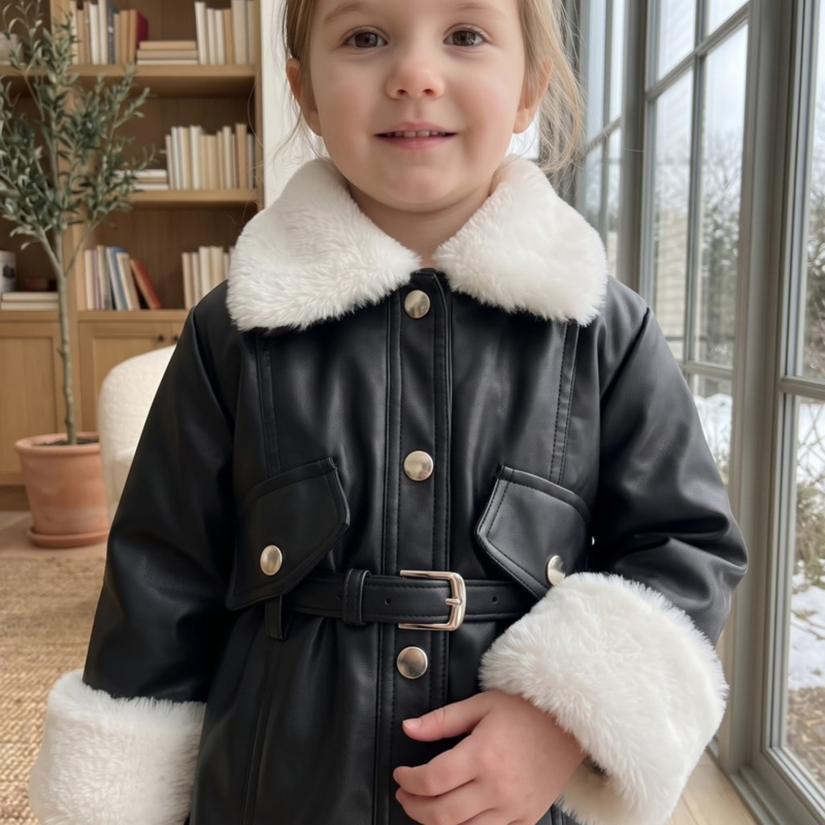 Lilo Belted Faux Leather Coat