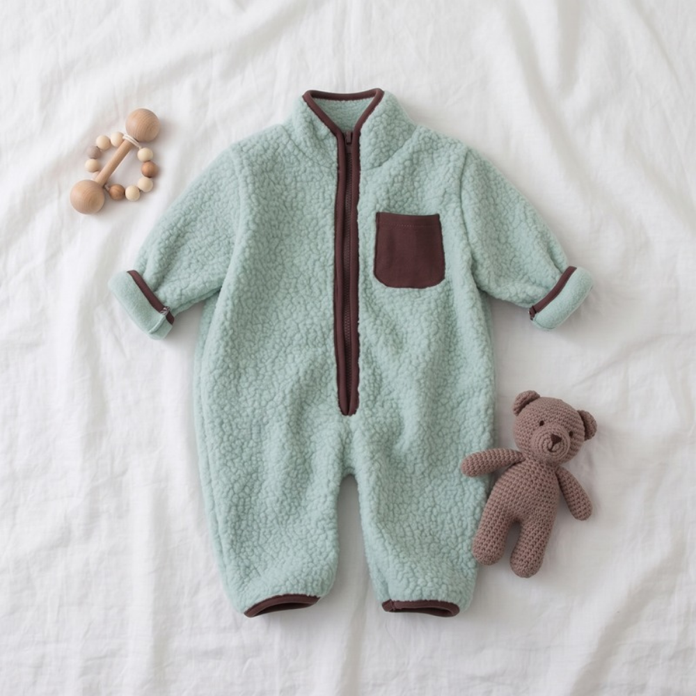 Lilo Lamb Fleece Baby Jumpsuit - Mint
