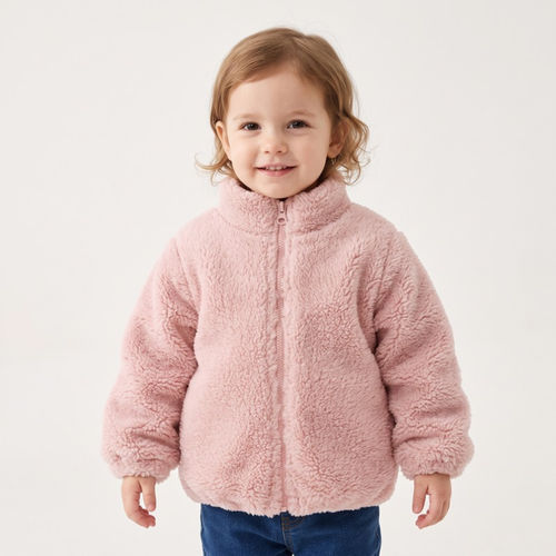 Lilo Kids Double Sided Fleece Jacket - Dusty Pink