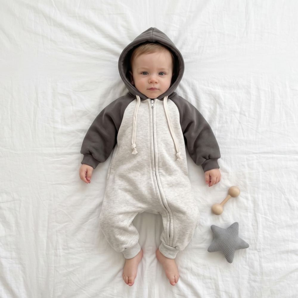 Lilo Hooded Knit Romper - Charcoal