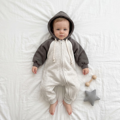 Lilo Hooded Knit Romper - Charcoal