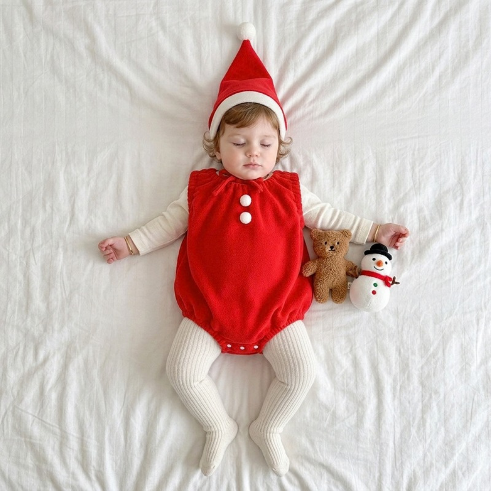 Lilo Jingle Baby Christmas Romper - Red Santa