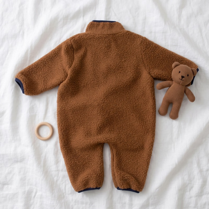 Lilo Lamb Fleece Baby Jumpsuit - Brown