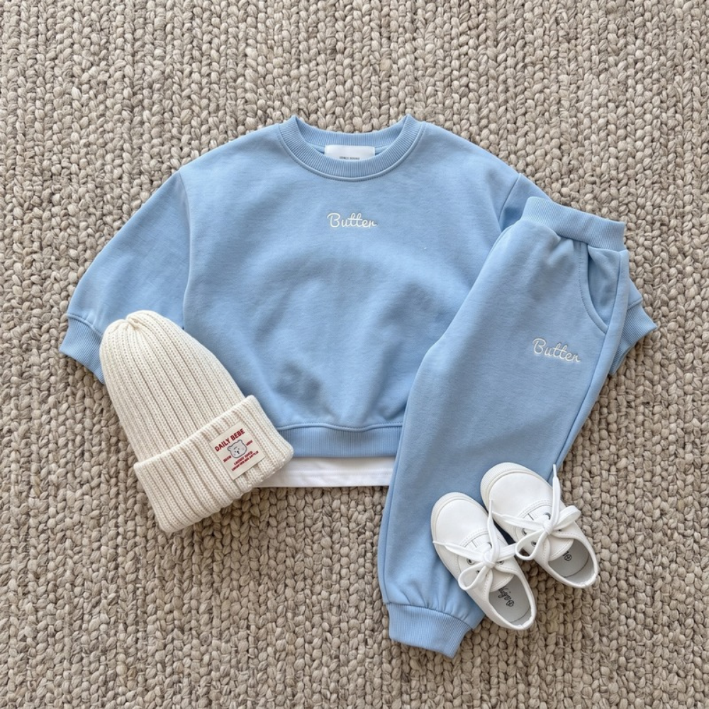 Lilo Letter Print Sweatshirt and Joggers Set - Light Blue