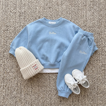 Lilo Letter Print Sweatshirt and Joggers Set - Light Blue
