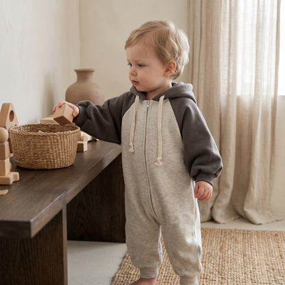 Lilo Hooded Knit Romper - Charcoal