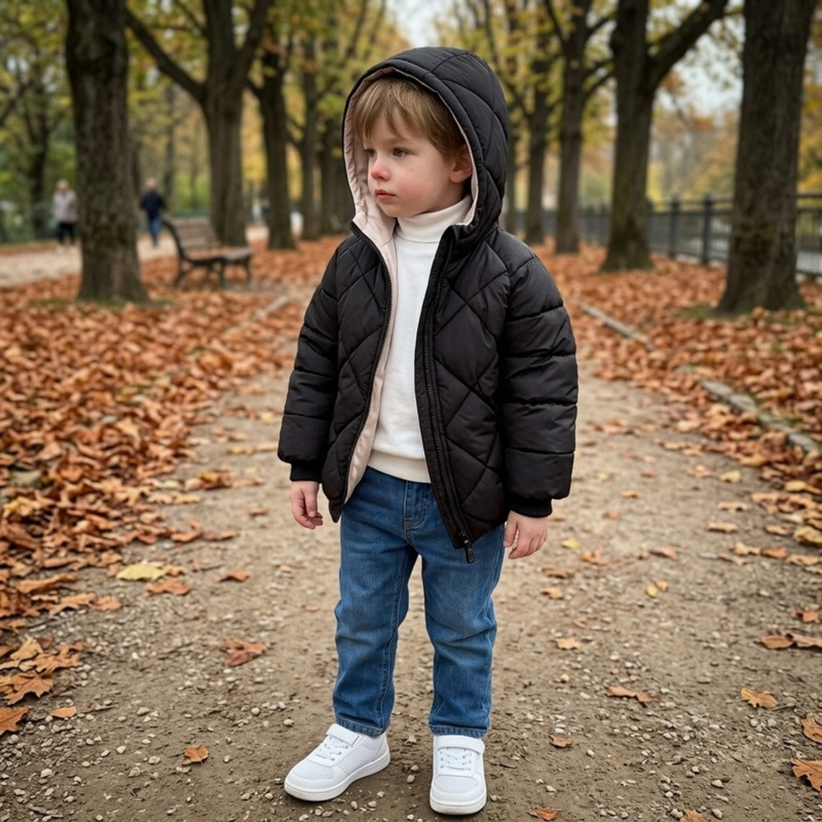 Lilo Thick Hooded Winter Coat - Black