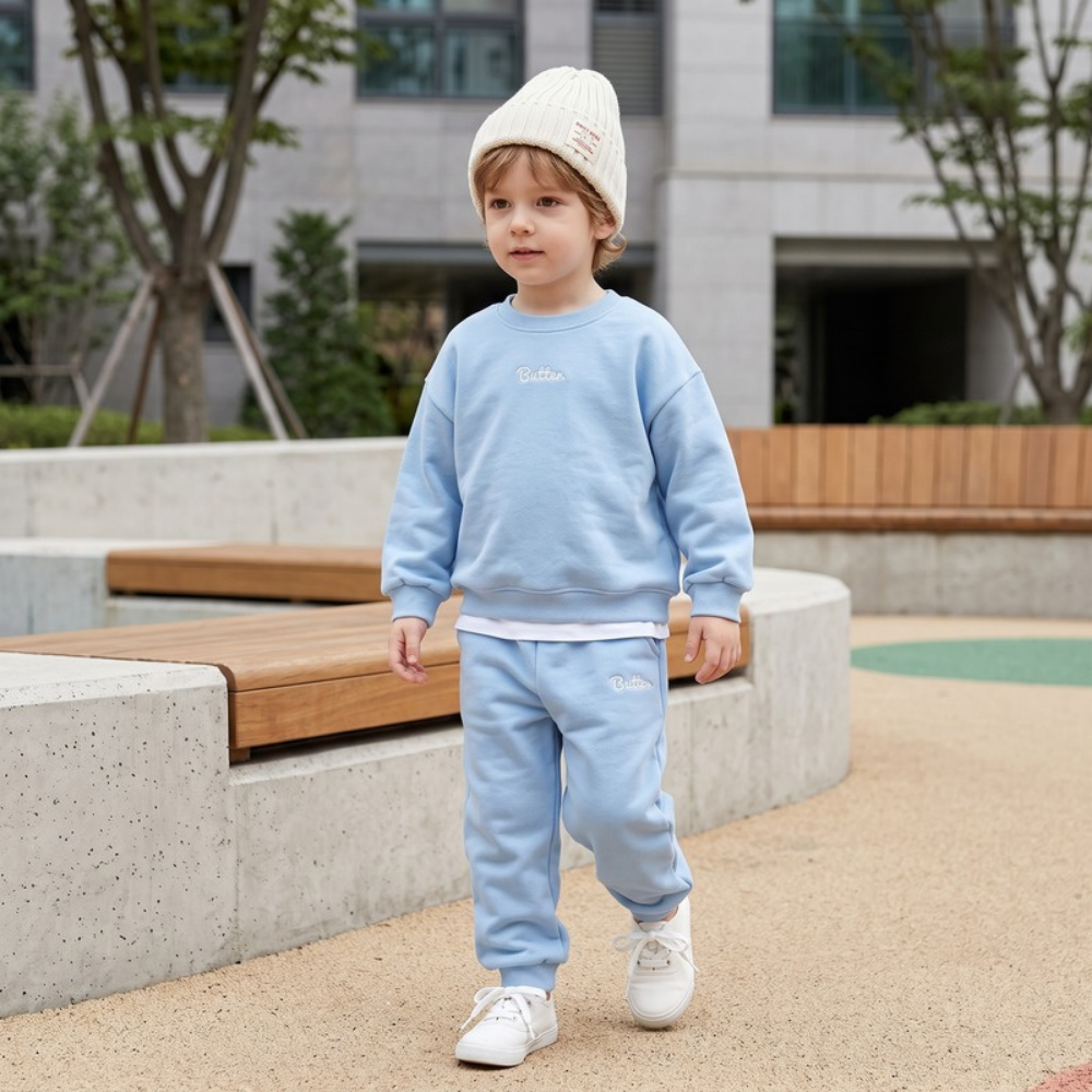 Lilo Letter Print Sweatshirt and Joggers Set - Light Blue