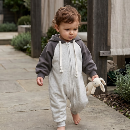 Lilo Hooded Knit Romper - Charcoal