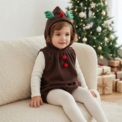 Lilo Jingle Baby Christmas Romper - Brown Reindeer