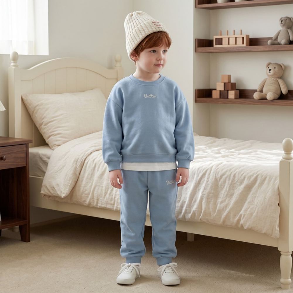 Lilo Letter Print Sweatshirt and Joggers Set - Light Blue