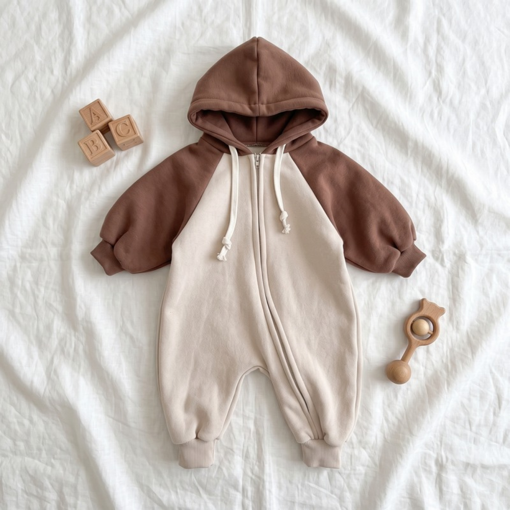 Lilo Hooded Knit Romper - Coffee