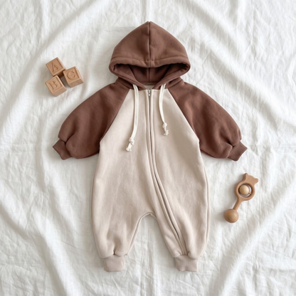 Lilo Hooded Knit Romper - Coffee