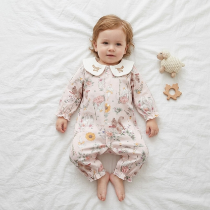 Lilo Cotton Kimono Romper - Blush Garden