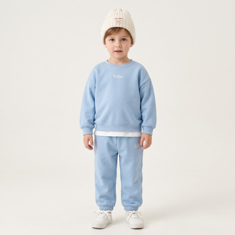 Lilo Letter Print Sweatshirt and Joggers Set - Light Blue