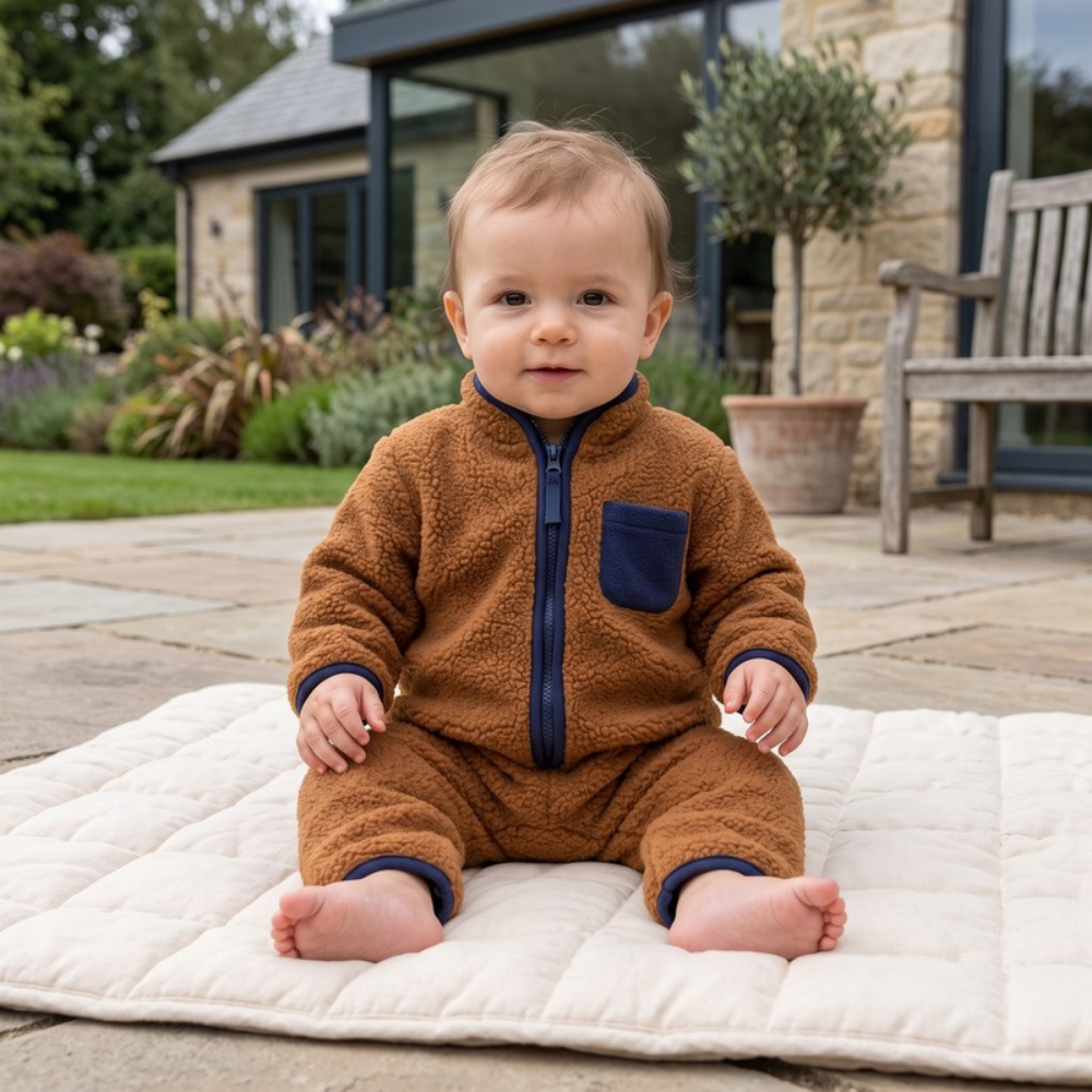Lilo Lamb Fleece Baby Jumpsuit - Brown