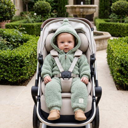 Lilo Sherpa Fleece Hooded Romper - Sage Green