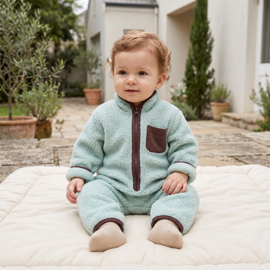 Lilo Lamb Fleece Baby Jumpsuit - Mint