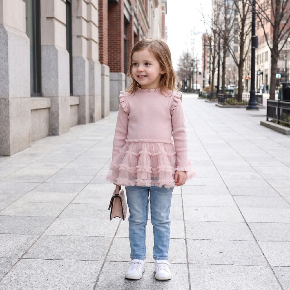 Lilo Cloud Girls Mesh Dress - Pink