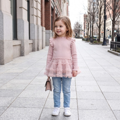 Lilo Cloud Girls Mesh Dress - Pink