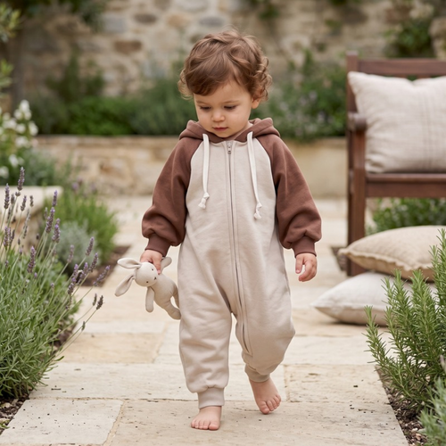 Lilo Hooded Knit Romper - Coffee