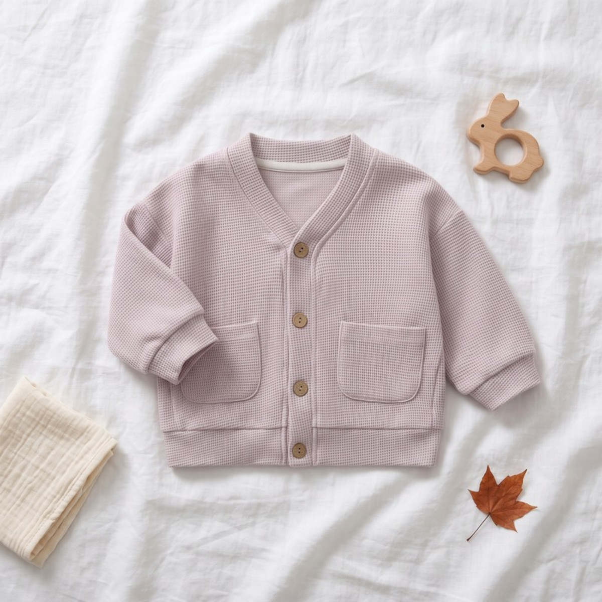 Lilo Waffle Cardigan Jacket - Dusty Lavender