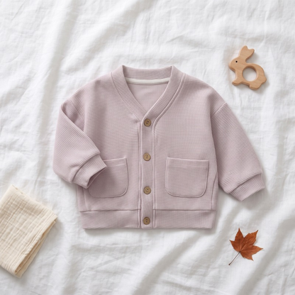 Lilo Waffle Cardigan Jacket - Dusty Lavender