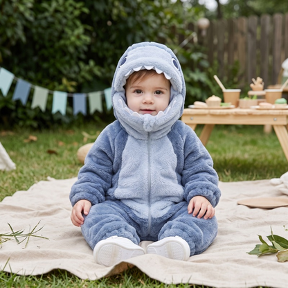 Lilo Shark Flannel Romper - Blue Shark