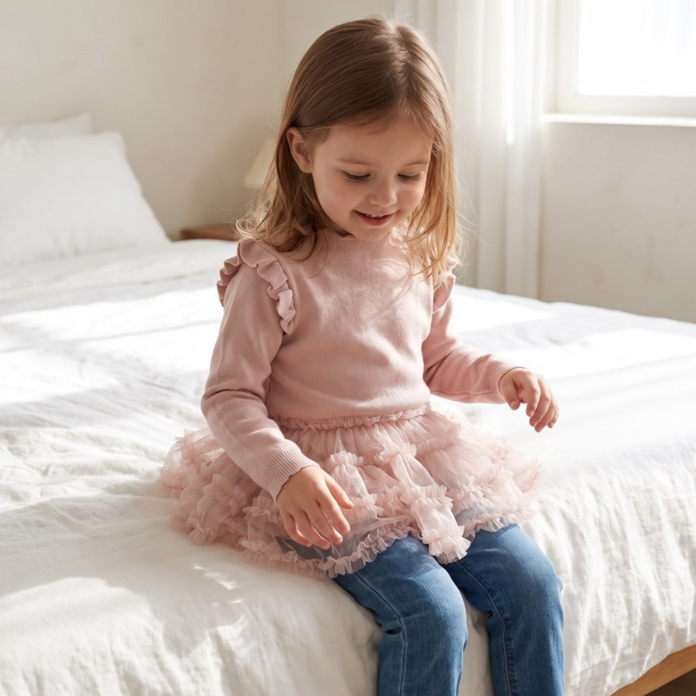 Lilo Cloud Girls Mesh Dress - Pink