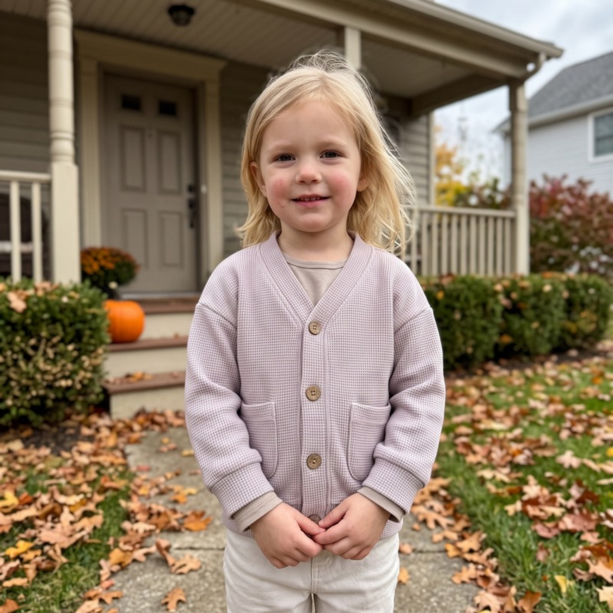 Lilo Waffle Cardigan Jacket - Dusty Lavender
